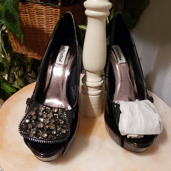 New Not Rated Black Open Toe Platform Heels - Picture 3 of 13